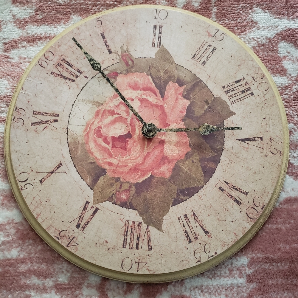 Rustic/Vintage Rose Wall Clock